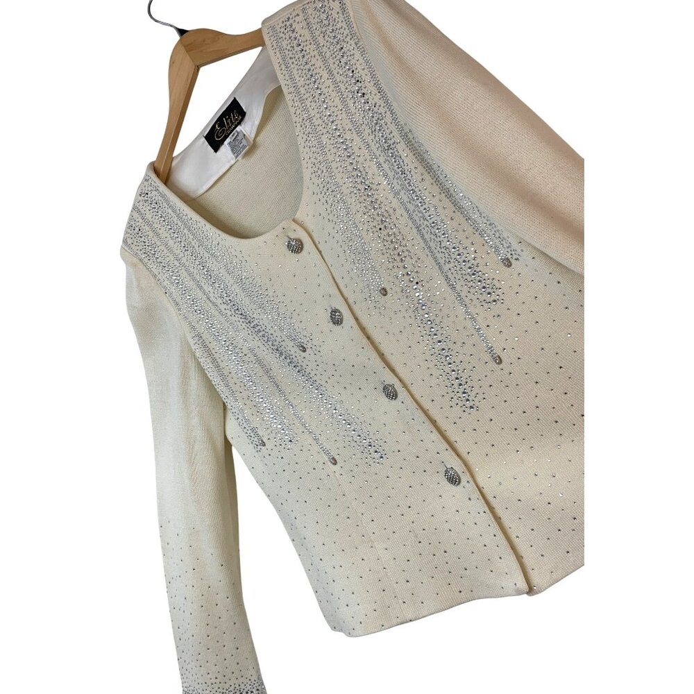 Elite Cream Bling Formal Embellish Cardigan Sweater Top Size 12 RA10082 Wedding